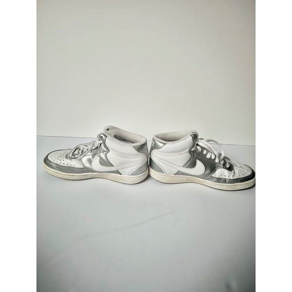 Nike Court Vision Mid White Silver Women's High Top Sneakers Size 7.5 Athletic - Picture 4 of 4